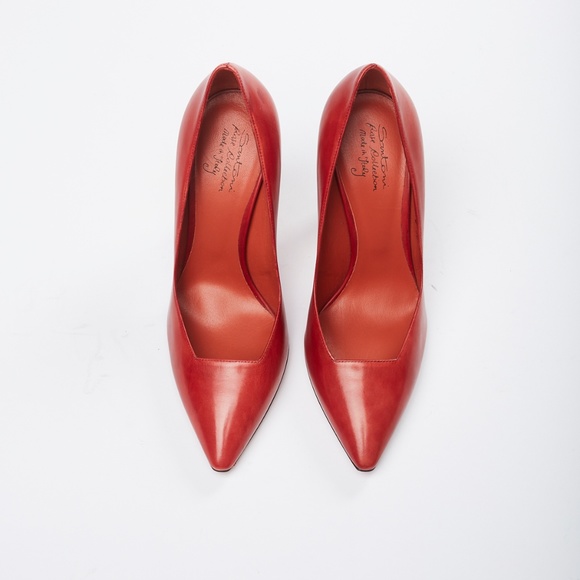 ❌ NWT Santoni Red Leather Stiletto Italian Pump - Picture 6 of 8